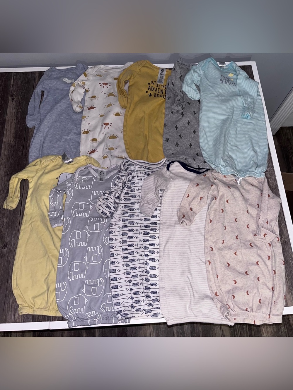Lot of 10 Gerber Carter’s Touched By Nature Newborn Infant Baby Gowns